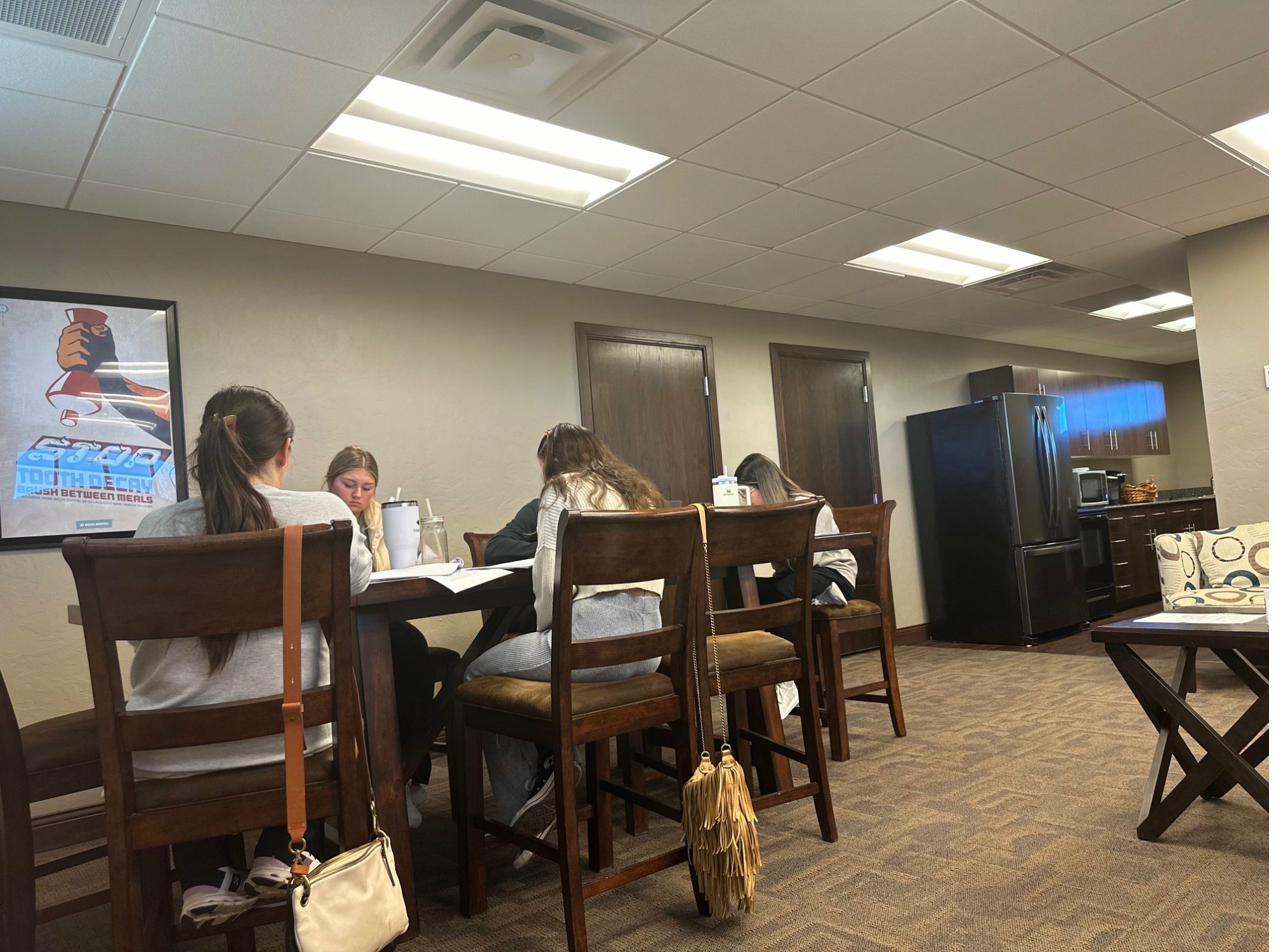 Students studying in class